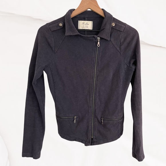 Hi-Line Navy Cotton Moto Zip-Up Jacket Size M - Picture 1 of 4